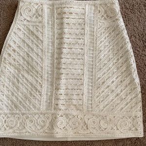 Off white high waist embroidered skirt.